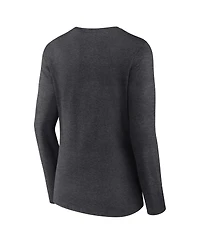 Fanatics Women's Heather Charcoal Kansas City Chiefs Super Bowl Lix Quick Pass Long Sleeve V-Neck T-Shirt