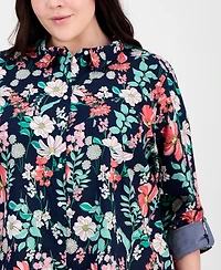 Tommy Hilfiger Plus Size Cotton Paisley-Print Utility Shirt