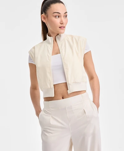 Id Ideology Women's Woven Piped Cropped Vest, Exclusively at Macy's