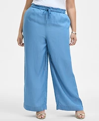 On 34th Trendy Plus Size Chambray Drawstring Pants, Exclusively at Macy's
