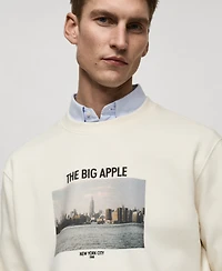 Mango Men's Graphic-Print Cotton Sweatshirt