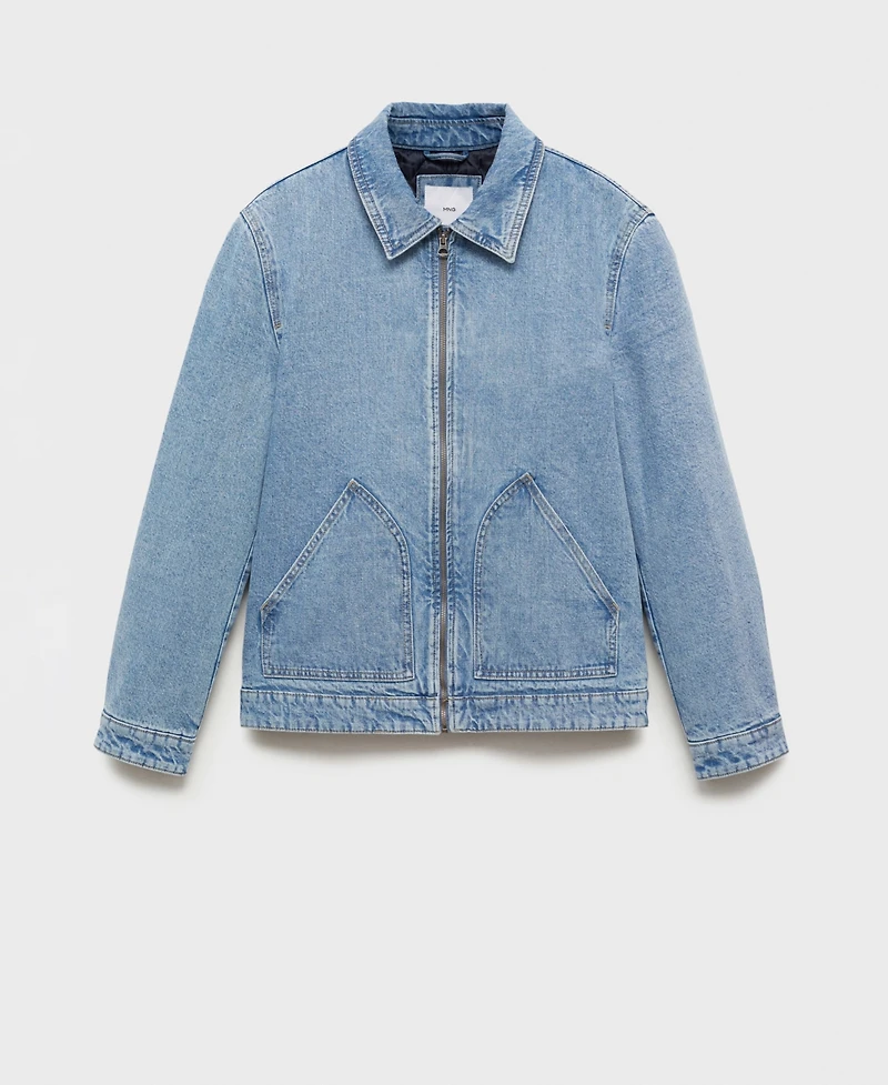 Mango Men's Quilted Denim Jacket