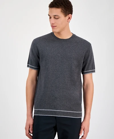 Alfani Men's Refined Short Sleeve Textured Sweater, Exclusively at Macy's