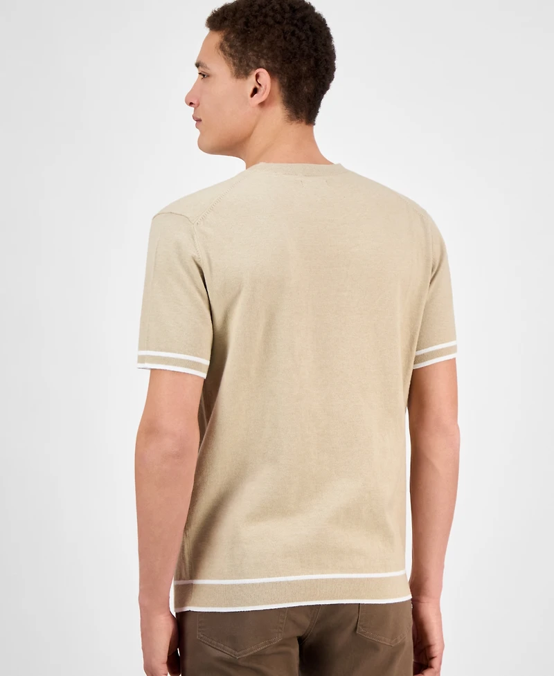 Alfani Men's Refined Short Sleeve Textured Sweater, Exclusively at Macy's