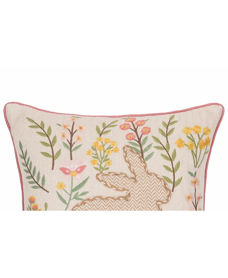 16" x 16" Garden Spring Easter Bunny Rabbit Floral Flowers Decorative Accent Throw Pillow