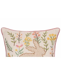 16" x 16" Garden Spring Easter Bunny Rabbit Floral Flowers Decorative Accent Throw Pillow
