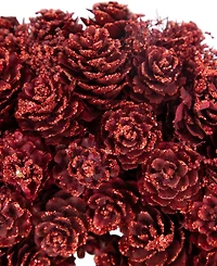 Northlight 14" Pine Cone Rose Valentine's Day Wooden Heart Wreath