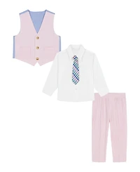 Nautica Baby Boys 4-Piece Seersucker Vest with Tie Set