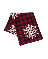 50" x 60" Plaid Red Checkered Snowflake Design Premium Accent Christmas Winter Holidays Throw Blanket