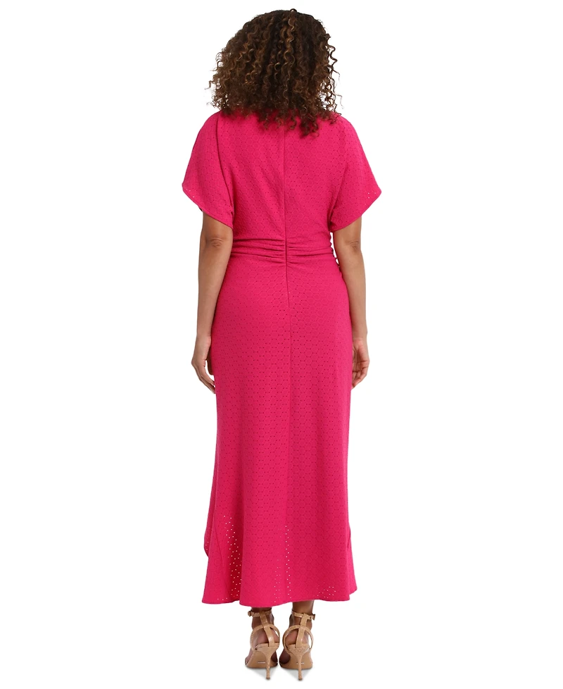 London Times Women's Boat-Neck Flutter-Sleeve Dress