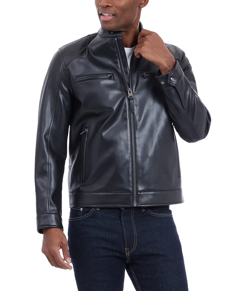 Michael Kors Men's Faux Leather Moto Jacket