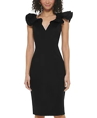 Eliza J Women's V-Neck Ruffle-Trim Sheath Dress