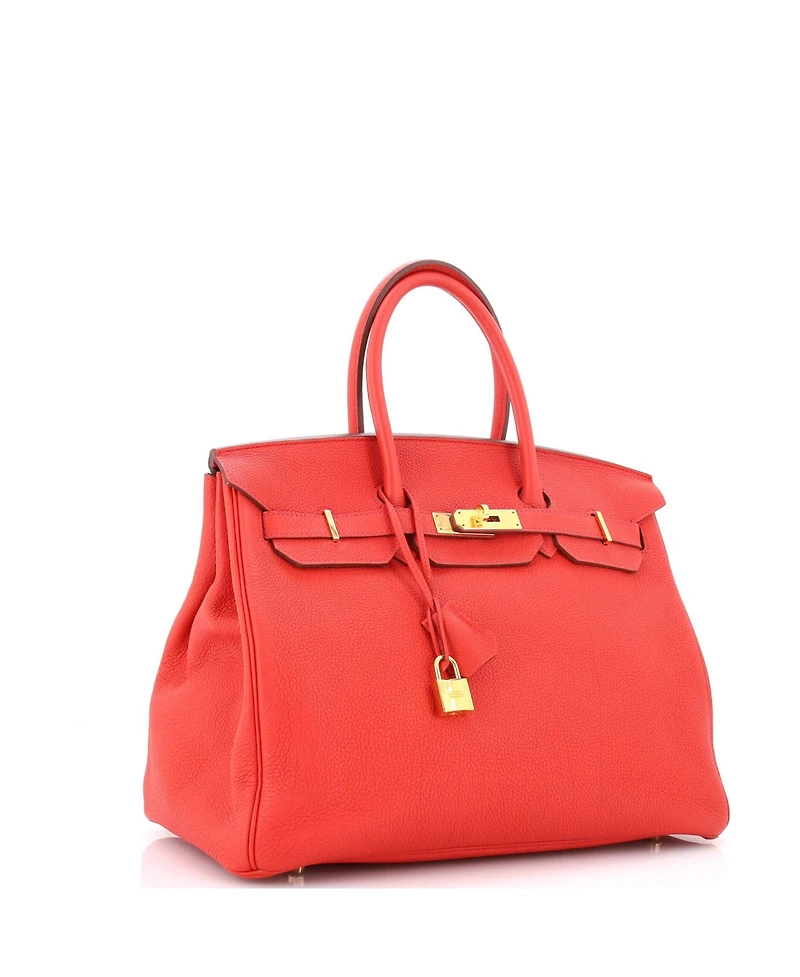 Pre-Owned HERMES Birkin 35 Handbag Red Togo with Gold Hardware