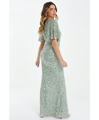 Quiz Women's Sequin Batwing Maxi Dress