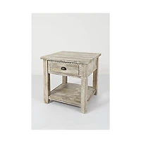 Artisan's Craft Rustic Farmhouse Distressed Solid Wood End Table, Washed Grey