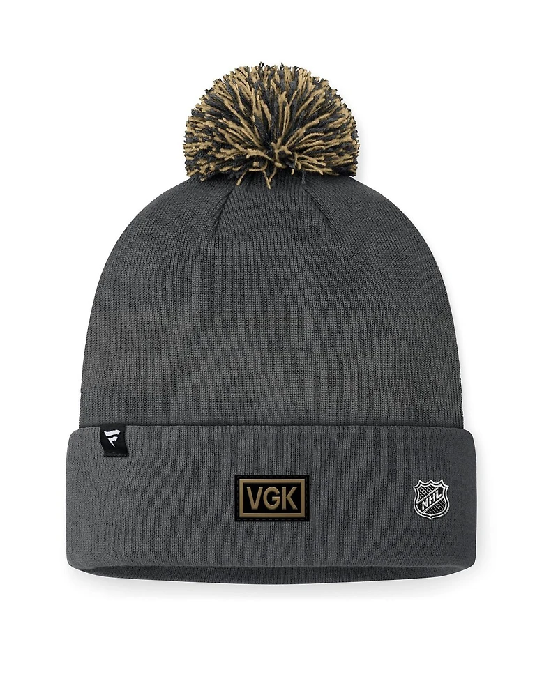 Men's Fanatics Charcoal Vegas Golden Knights Nhl Draft Cuffed Knit Hat with Pom