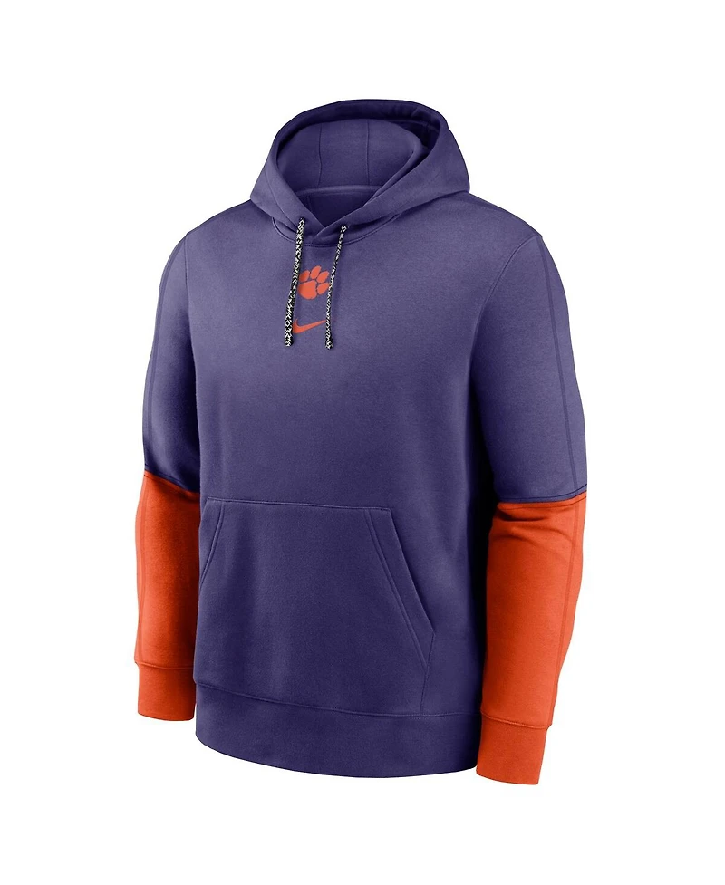 Nike Men's Purple/Orange Clemson Tigers 2024 Sideline Club Pullover Hoodie