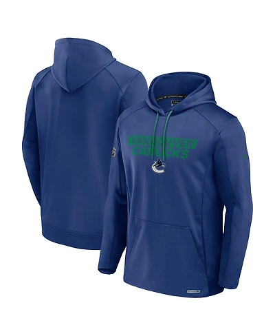 Fanatics Men's Blue Vancouver Canucks Authentic Pro Rink Fleece Pullover Hoodie