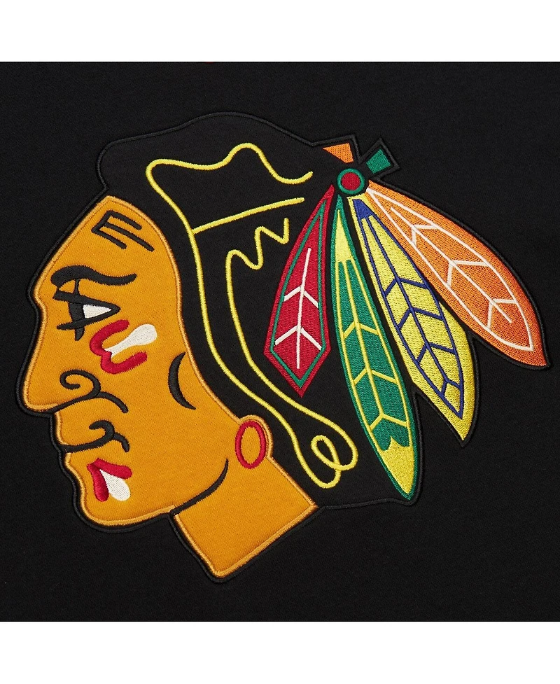 Mitchell & Ness Men's Black Chicago Blackhawks Heritage Lace-Up Pullover Sweatshirt