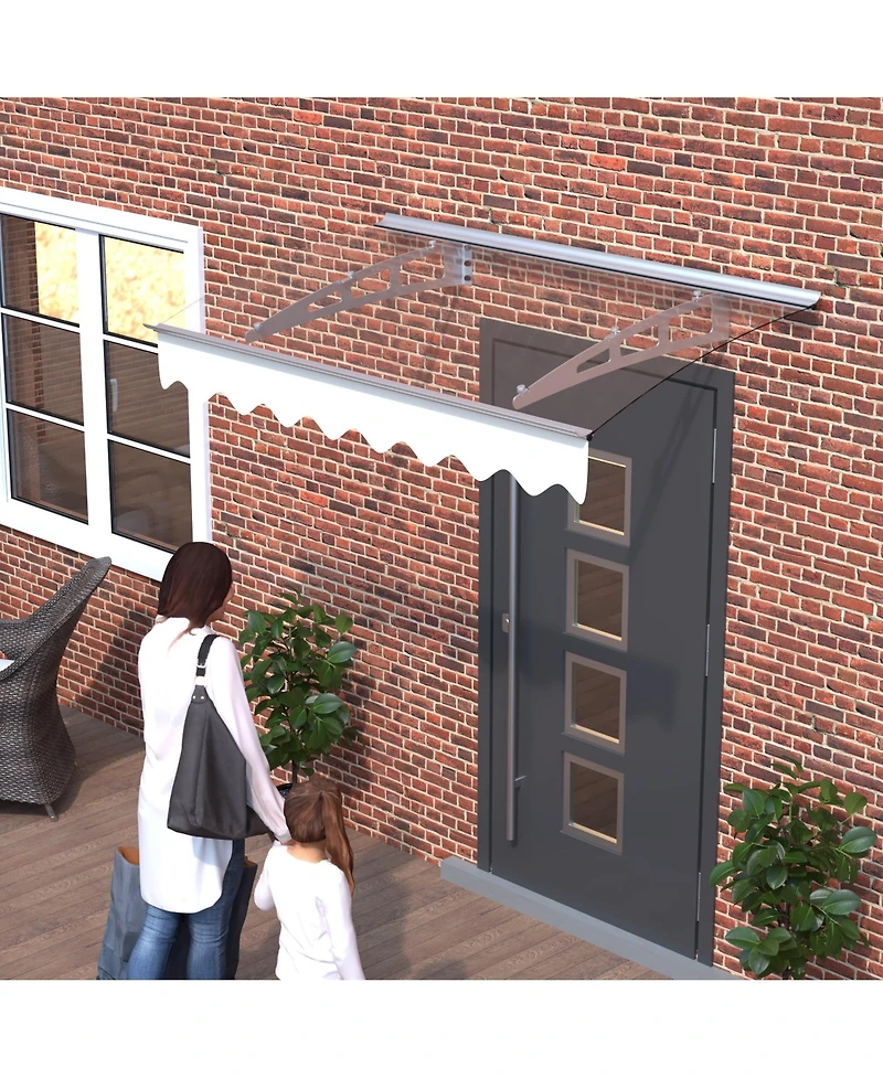 Door Window Awning Made of 0.137 Inch Thick Crystal Solid Polycarbonate Sheet and Aluminum Alloy with Valance