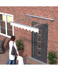 Door Window Awning Made of 0.137 Inch Thick Crystal Solid Polycarbonate Sheet and Aluminum Alloy with Valance