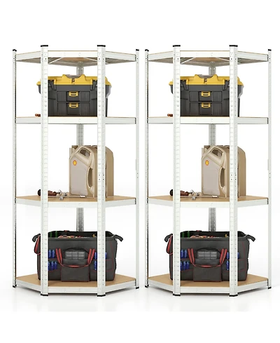Gymax 2PCS 4-Tier Adjustable Garage Storage Utility Rack Corner Shelving Unit for Warehouse