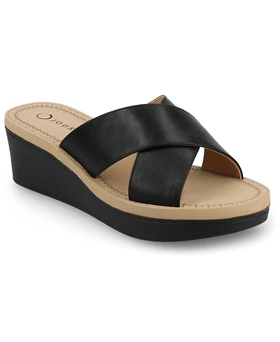 Journee Collection Women's Biara Crisscross Platform Wedge Sandals