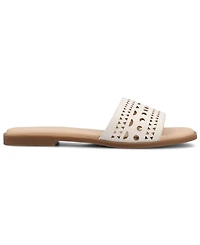 Journee Collection Women's Brodie Perforated Slide Flat Sandals