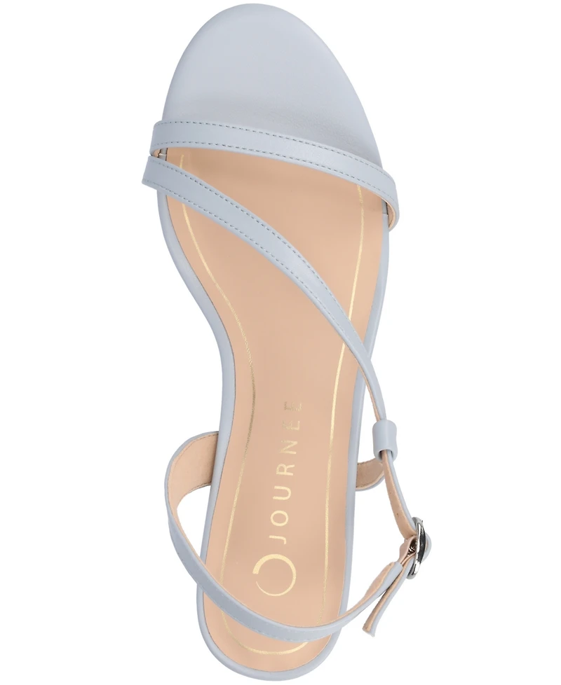 Journee Collection Women's Jemry Asymmetrical Strap Kitten Heel Dress Sandals