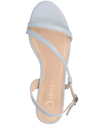 Journee Collection Women's Jemry Asymmetrical Strap Kitten Heel Dress Sandals