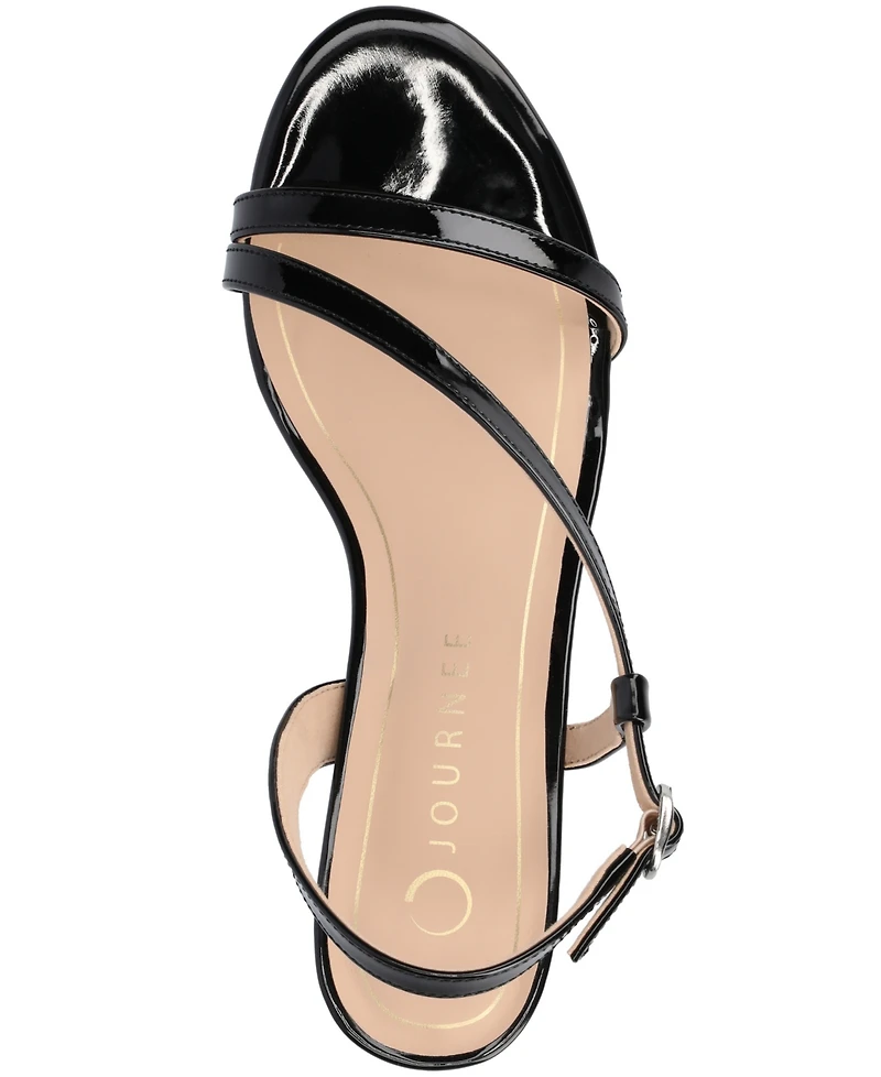 Journee Collection Women's Jemry Asymmetrical Strap Kitten Heel Dress Sandals