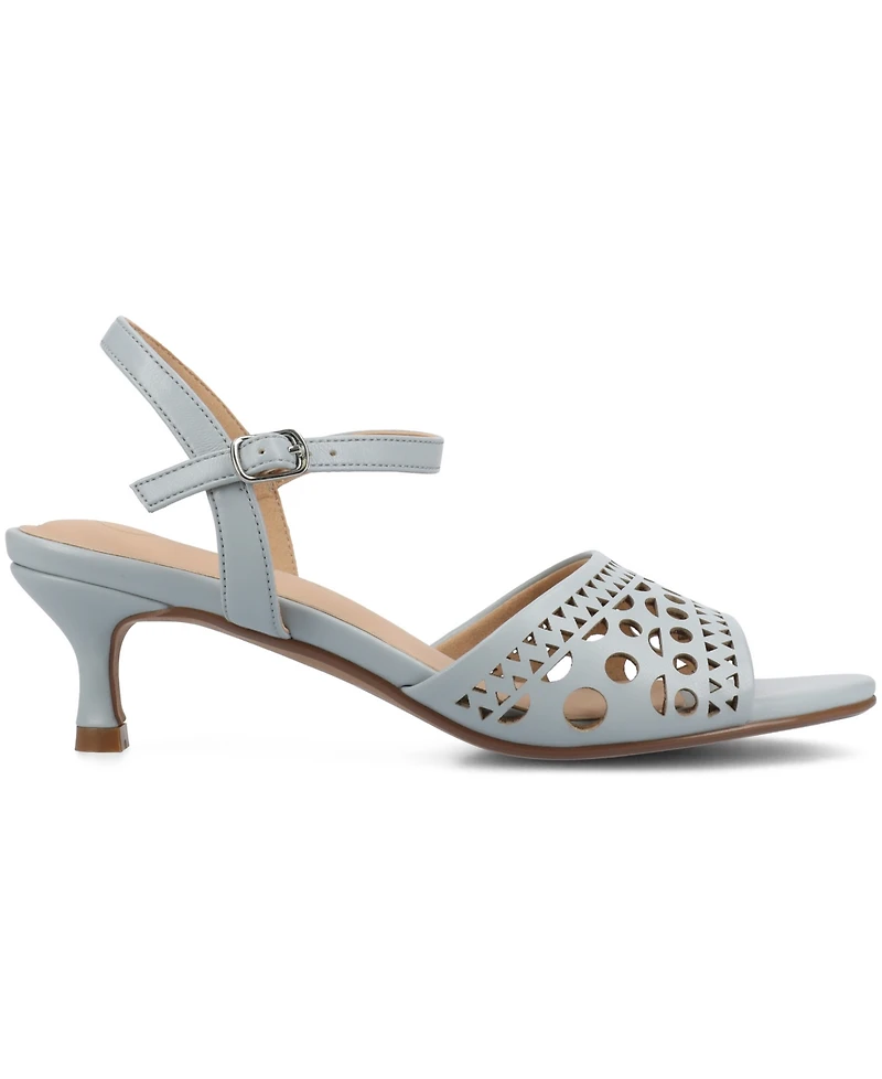 Journee Collection Women's Jessly Perforated Kitten Heel Dress Sandals