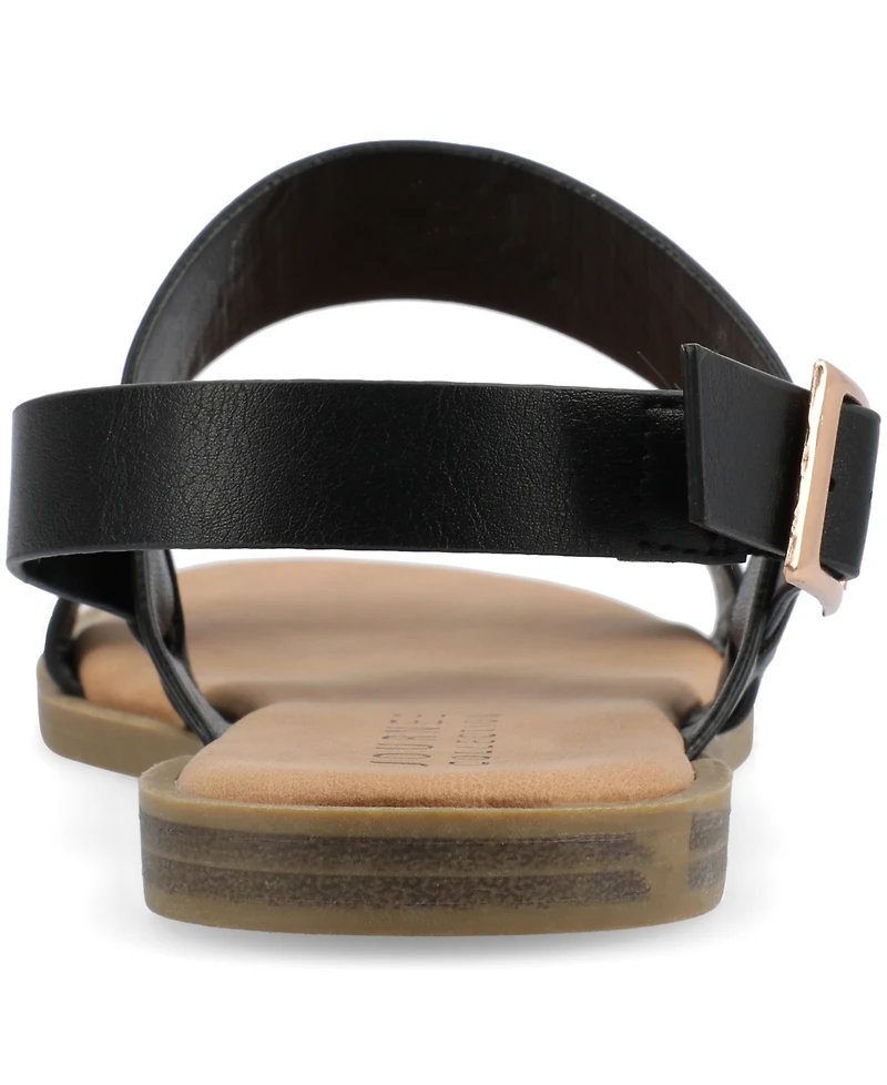 Journee Collection Women's Lavine Double Strap Flat Sandals