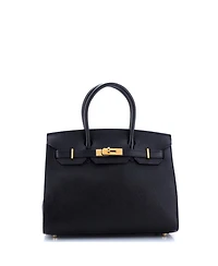 Pre-Owned HERMES Birkin 30 Handbag Black Epsom with Gold Hardware