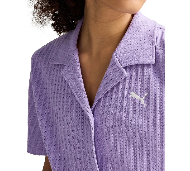 Puma Women's Wardrobe Essential Short-Sleeve Pointelle Shirt