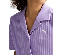 Puma Women's Wardrobe Essential Short-Sleeve Pointelle Shirt