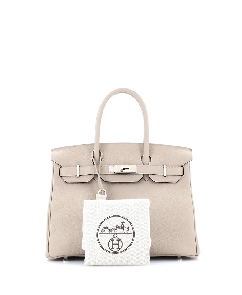 Pre-Owned HERMES Birkin 30 Handbag Grey Togo with Palladium Hardware