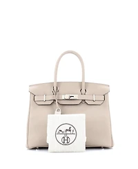 Pre-Owned HERMES Birkin 30 Handbag Grey Togo with Palladium Hardware