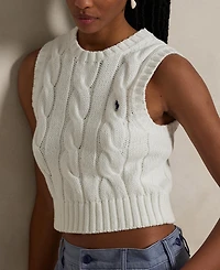 Polo Ralph Lauren Women's Cable-Knit Cotton Cropped Sweater Vest