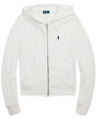 Polo Ralph Lauren Women's Cable-Knit Cotton Full-Zip Hoodie Sweater
