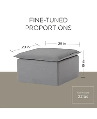 Maven Lane Claude Rustic Ottoman in Slate Fabric Upholstery
