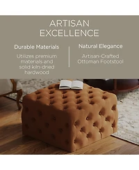 Maven Lane Henry Traditional Ottoman in Clay Fabric Upholstery