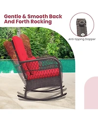 3 Pieces Rocking Bistro Set with 2-Tier Coffee Table