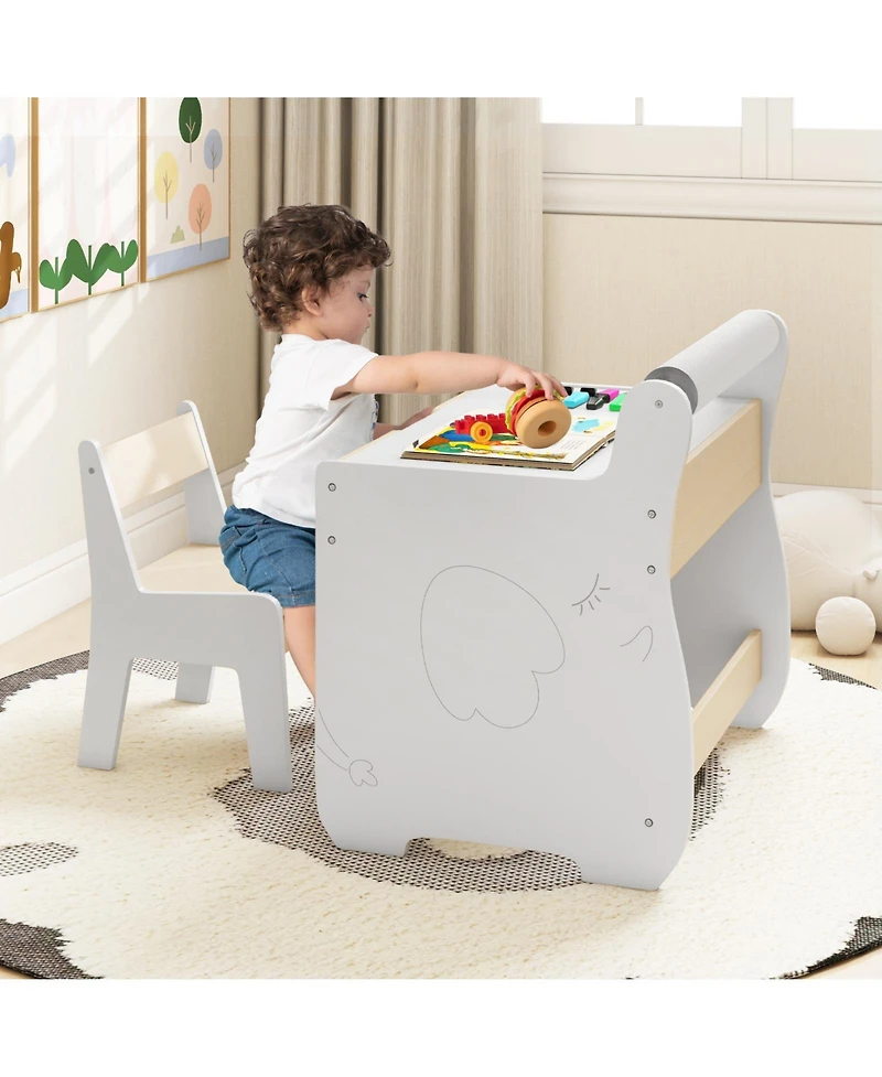 Kids Activity Table with Chairs, Storage Space, and Removable Tabletop