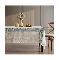 Hlc.me Scroll Lace Fabric Tablecloth, Lace Fabric Table Cloth for Rectangle Tables, Wrinkle Resistant Tablecloth