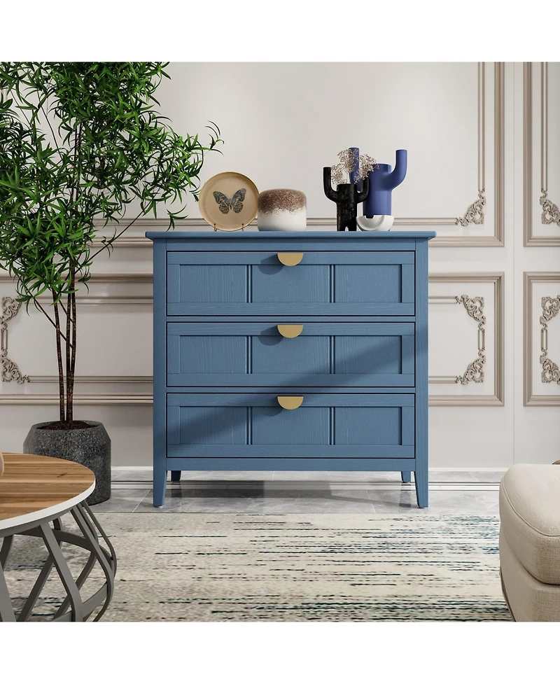 3 Drawer Cabinet Storage Cabinet with Drawers Modern Sideboard Buffet Cabinet Entryway Cabinet for Living Room Dressers Chest of Drawers, Blue
