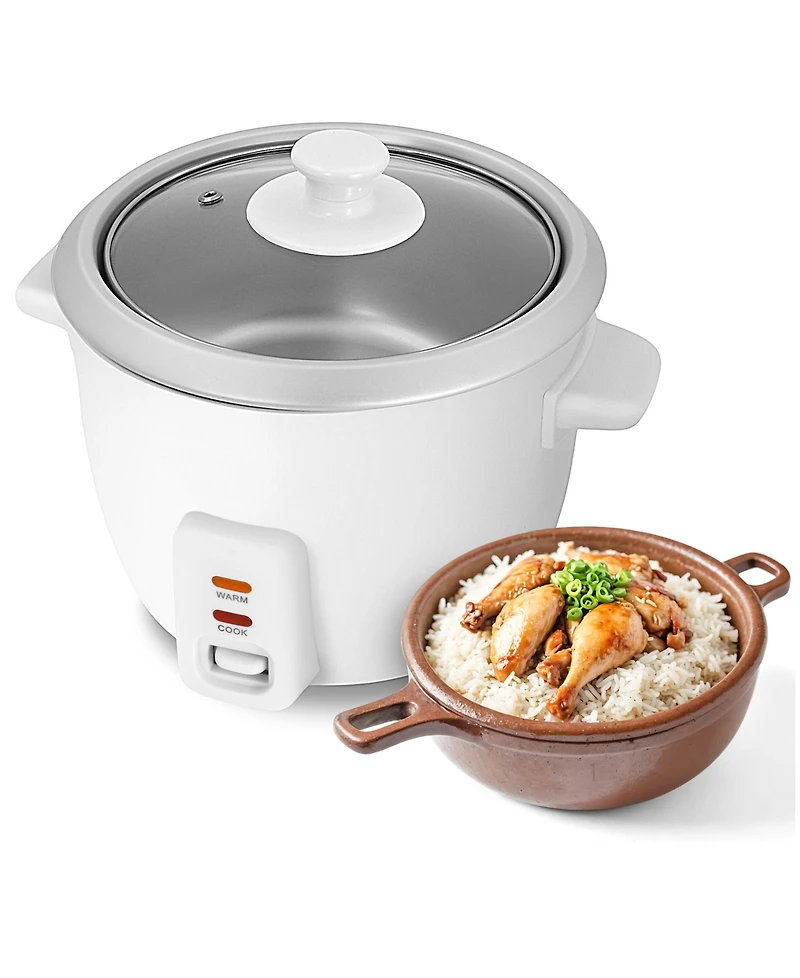 Elite Cuisine 6 Cup Rice Cooker with Glass Lid