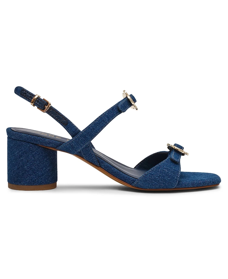 Anne Klein Women's Felipa Flower Embellished Block Heel Dress Sandals