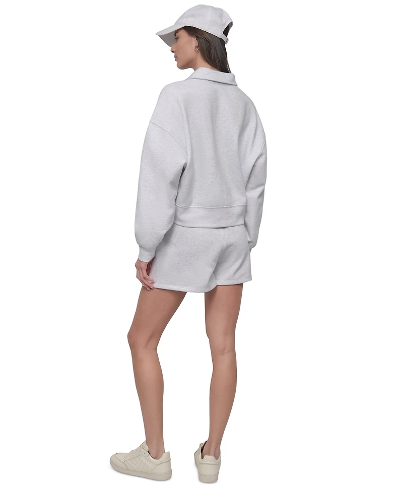 Dkny Sport Varsity Embroidered Logo Johnny Collar Top