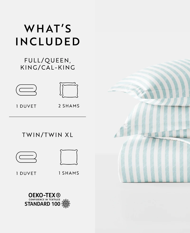 ienjoy Home Distressed Striped Pattern 2 Piece Duvet Cover Set, Twin/Twin Xl